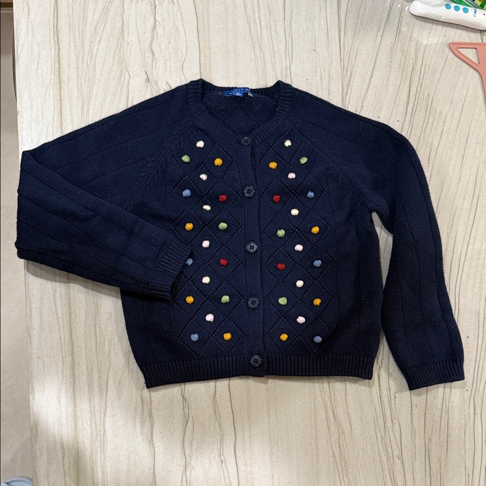 Maison Me kids Navy Cardigan with Colorful Accents